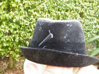 BEBE 2b hat CAP FEDORA black sequin lace  