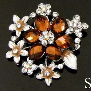   FREE SHIPPING 1pc rhinestone crystal glazed flower brooch pin wedding