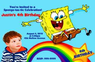Personalized Spongebob Photo Birthday Invitation  