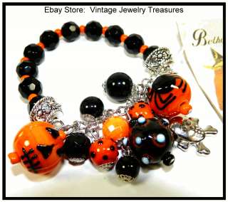 HALLOWEEN Charm Bracelet Bethany Lowe Designs Orange Black Pumpkin 
