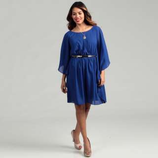 Eliza J Womens Cobalt Blue Flutter Sleeve Dress  Overstock