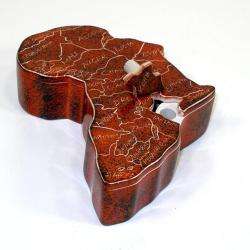 Handmade Soapstone African Map Keepsake Box (Kenya)  