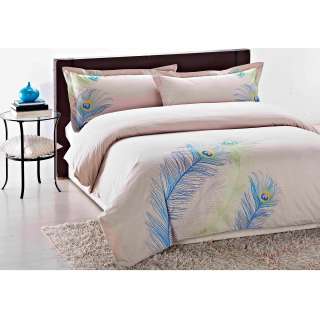 Embroidered Peacock King size 3 piece Duvet Cover Set  Overstock