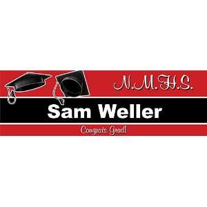  Flying Graduation Caps Personalized Banner 18 Inch x 54 