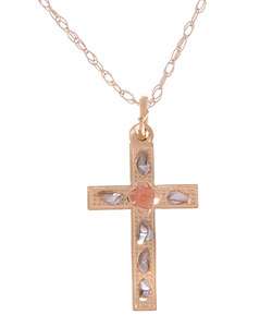 10k Tri color Gold Childs Cross Necklace  Overstock