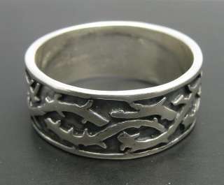 STERLING SILVER RING 925 BARBED WIRE BIKER SIZE 8 14  
