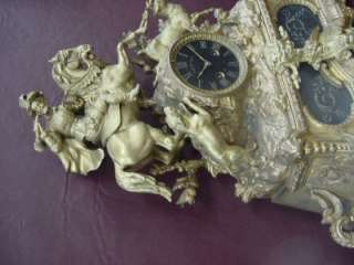 Antique French Hunting Scene Mantel Clock Chimes 1800s  