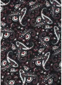 RED BLACK WHITE PAISLEY~ 58 WIDE Cotton Quilt Fabric  