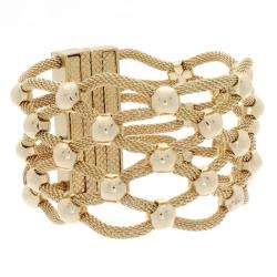 Nexte Jewelry Goldtone Mesh Chain and Ball Bracelet  