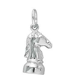 Sterling Silver Knight Chess Figure Charm  