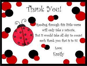 Ladybug Thank You Cards Birthday/Baby Shower  
