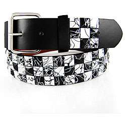 JK Belts Unisex 3 row White/ Black Checkered Studded Belt   