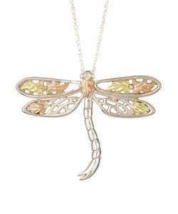 Black Hills Gold on Silver Dragonfly Necklace  