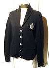 CHAPS ~*~ Black Cotton Crest Cardigan XL Logo Silver Buttons ~ Womens 