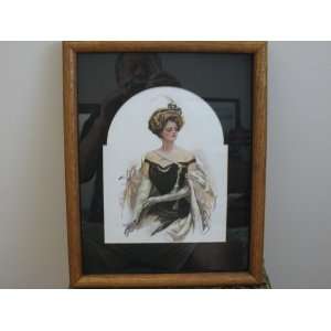  1909 HIGH SOCIETY VICTORIAN LADY   Large Wooden Framed 