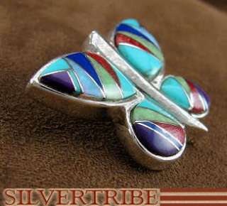 Turquoise & Multicolor Inlay Butterfly Pendant Jewelry  