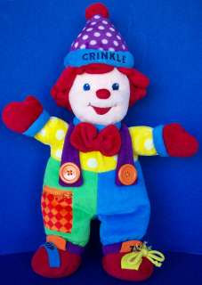 GYMBOREE plush CLOWN doll Crinkle button zip stuffed toy  