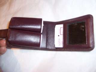 Buxton Leather Double Lipstick Case & Mirror,Brown  