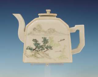 Very Rare Chinese Porcelain Cov. Teapot Landscape Ca. 1900  