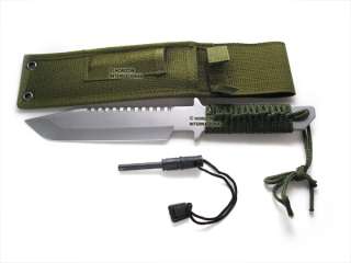 Survival Camping Knife W Steel Flint Fire Starter and Nylon Pouch 