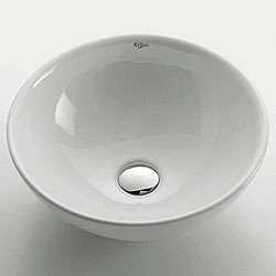 Kraus Round White Ceramic Vessel Sink  