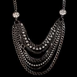 JLo Hematite plated Multi chain Necklace  Overstock