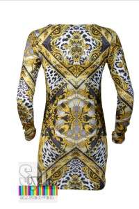   Scarf Print Baroque Tunic Animal Print Top Bodycon Dress 8 14  