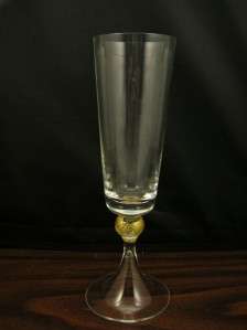 Gorgeous Glass Champagne Flute w/ Gold Ball Stem  