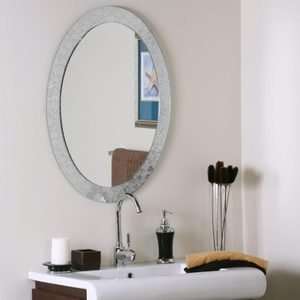   : Oval Broken Glass Edge Effect Frameless Wall Mirror: Home & Kitchen