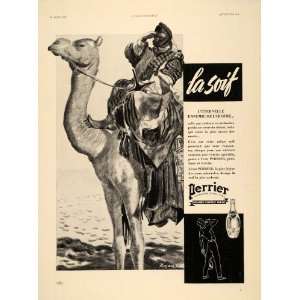 1939 French Ad Perrier Mineral Water Rojan Camel Desert   Original 