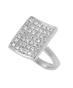 Sterling Silver Rectangular CZ Pave Ring  