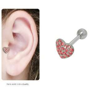  Surgical Steel Red Gem Heart Tragus Earring: Jewelry
