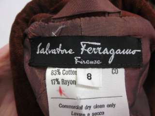 SALVATORE FERRAGAMO FIRENZE Brown Cotton Blazer Sz 8  