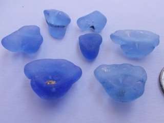 sea beach glass Sicily frosted blues small unusual pieces  