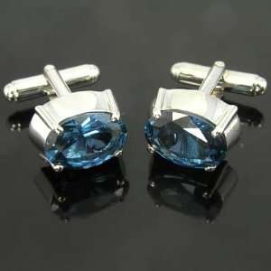   Blue Zircon Gemstone Cufflink  Arts, Crafts & Sewing