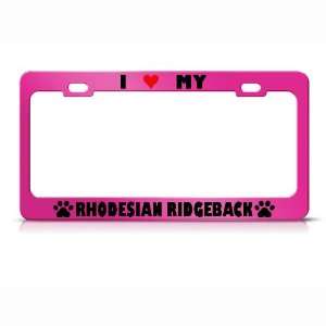 Rhodesian Ridgeback Paw Love Heart Pet Dog Metal license plate frame 