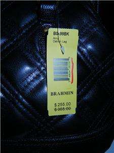 NEW BRAHMIN AMY Black Quilted Leather Satchel Handbag wDust Bag   $365 