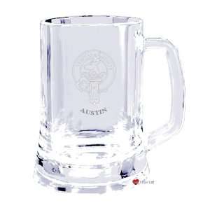  Austin Clan Crest 500ml Engraved Glass Tankard Patio 