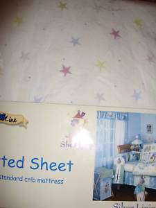KIDSLINE~SILVER LINING~ FITTED CRIB SHEET~NEW  