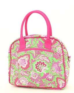 THIRTY ONE QUALITY BELVAH QUILTED PINK/GREEN PAISLEY LAPTOP BAG 