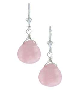 Charming Life Pink Rose Quartz Gemstone Briolette Earrings   