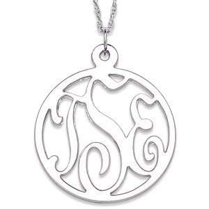  Sterling Silver 3 Initial Round Monogram Necklace: Jewelry