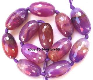 purple stripe Agate 16x28mm oval faceted gemstone Beads  