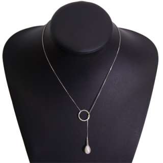 925 Sterling Silver Y Necklace w/ 12x9mm Pearl Pendant  