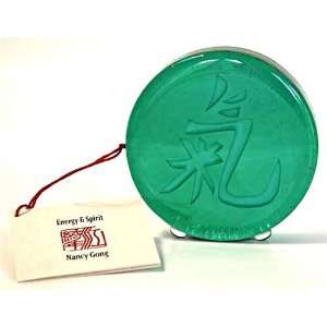  ENERGY & SPIRIT   5 x 3/4 Emerald colored Art Glass 