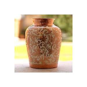  Copper and Sterling Silver Decorative Vase, Garden