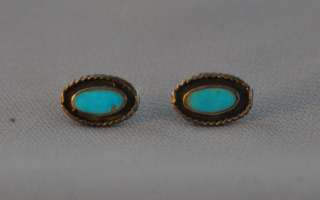 OLD VINTAGE NAVAJO TURQUOISE SILVER CUFFLINKS  