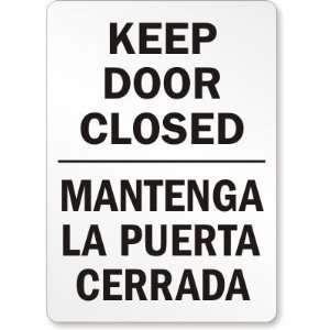   Door Closed (Bilingual) Laminated Vinyl Sign, 7 x 5 Office Products
