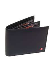 Mens Leather Wallet   Euro Traveler style with Center Flip ID Window 