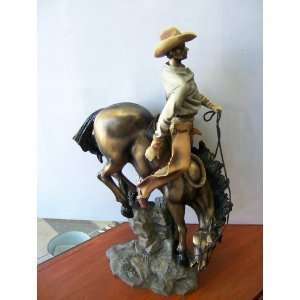  Rodeo Cowboy on Horse Statue Figurine    16 Home 